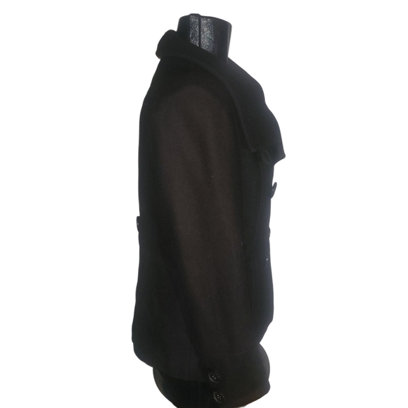 Women's Double-Breasted Coat - Black - Picture 4 of 7